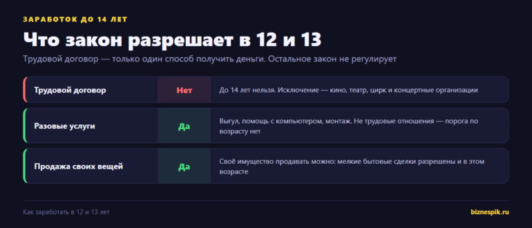 Что можно и чего нельзя до 14 лет: трудовой договор, услуги, продажа своих вещей